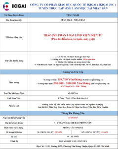 THÁO DỠ, PHÂN LOẠI LINH KIỆN ĐIỆN TỬ ( 1 NĂM ) - FUKUOKA - PV: 21.03.2025