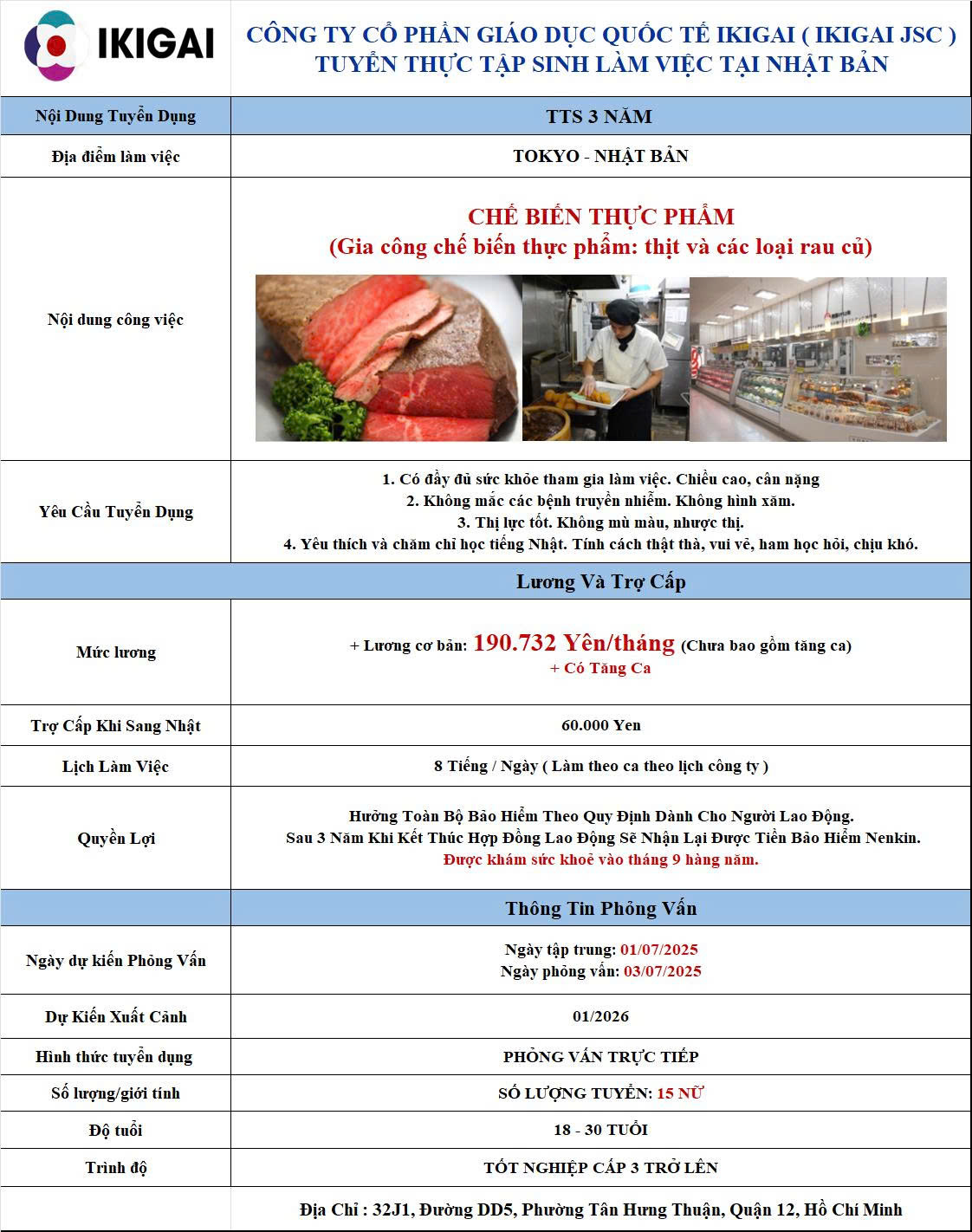CHẾ BIẾN THỰC PHẨM - TOKYO 
