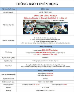 Đóng gói công nghiệp - Aichi - PV: 05/09/2025