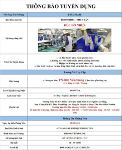 Đúc đồ nhựa - Hiroshima - PV: 05/08/2025