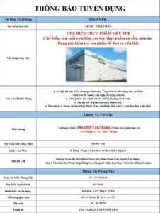 Chế biến thực phẩm siêu thị - Aichi - PV: 24 - 27/08/2025