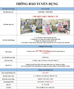 Chế biến thực phẩm y tế - Saitama - PV: 20/11/2025