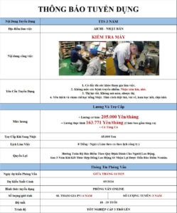 Kiểm tra máy - Aichi - PV: Giữa tháng 11/2025