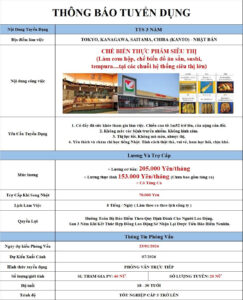 Chế biến thực phẩm siêu thị - Vùng Kanto - PV: 23/01/2026