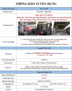 Hàn bán tự động - Kagawa - PV: 22/12/2025