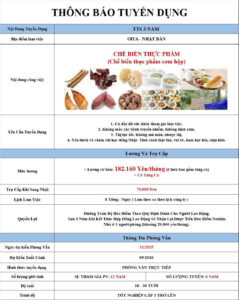 Chế biến thực phẩm - Oita - PV: 12/2025