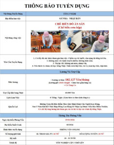 Chế biến đồ ăn sẵn - Gunma - Pv: 29/01/2026