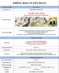 Chế biến thực phẩm - Yamanashi - PV: 15/03/2026