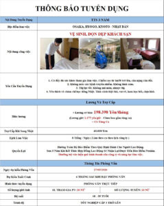 Vệ sinh, dọn dẹp khách sạn - Osaka, Hyogo, Kyoto - PV: 27/03/2026