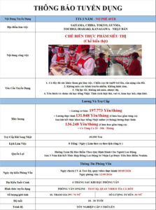 Chế biến thực phẩm siêu thị - Vùng Kanto - PV: 05/05/2026