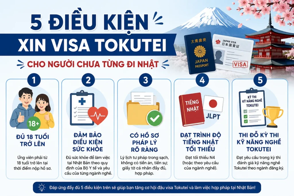 điều kiện xin visa Tokutei